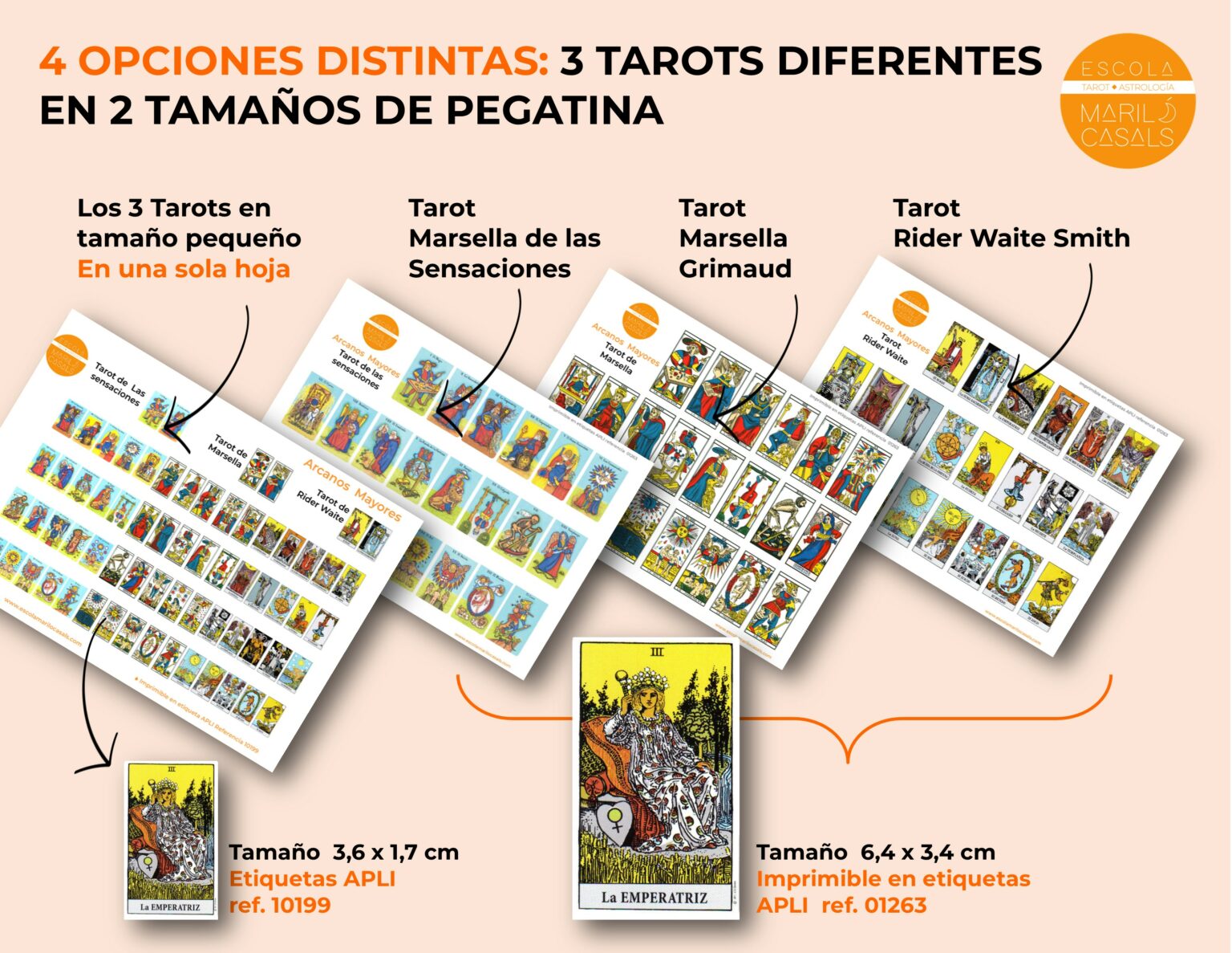 Pegatinas 22 Arcanos Mayores del Tarot – Escola Mariló Casals